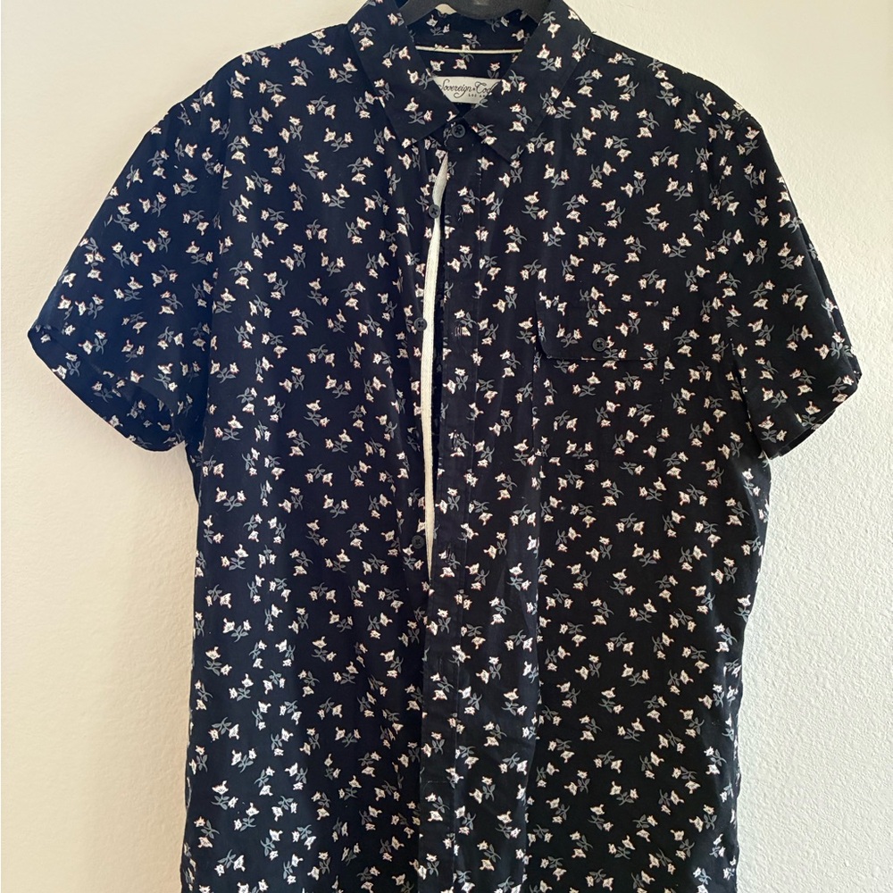 Sovereign Code Black and White Floral Button Down Shirt